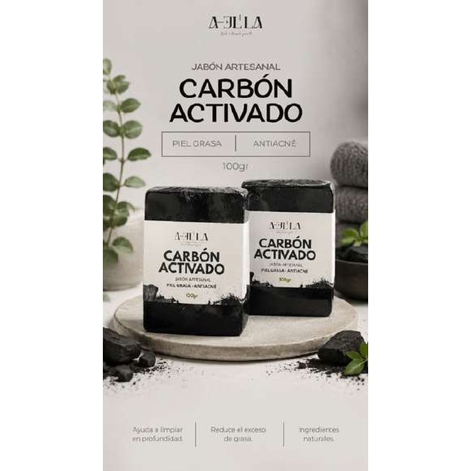 Jabon artesanal de carbon activado