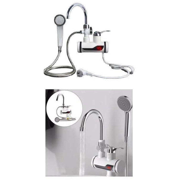 Grifo calentador de agua con ducha entrada de pared