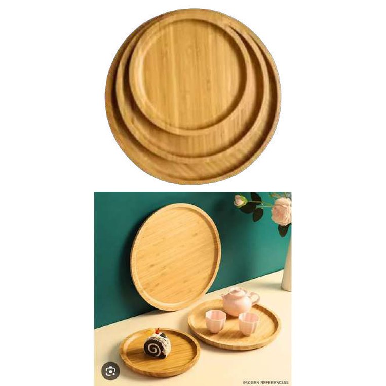 Bandeja circular bambu 3 piezas