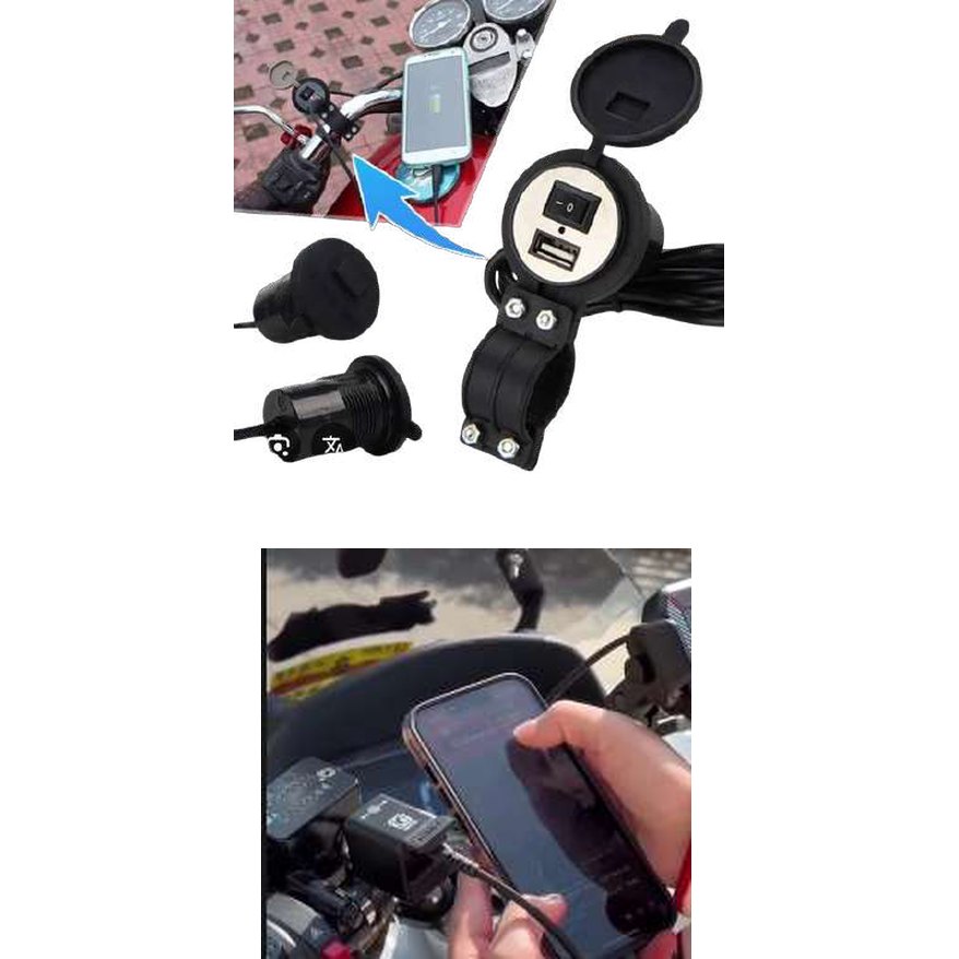Cargador para moto con entrada tipo c y usb