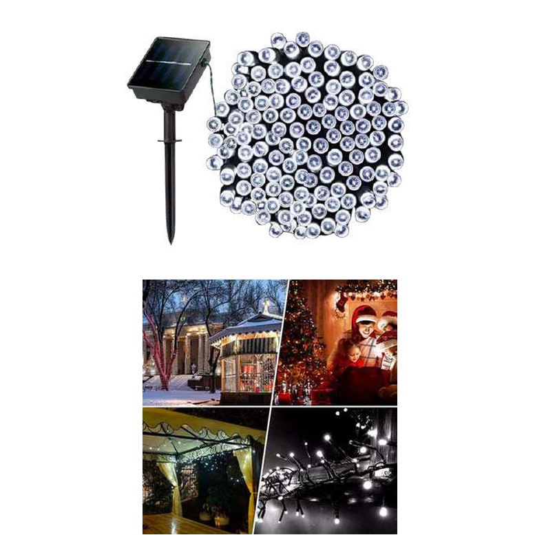 Luces con panel solar de 20m blanco